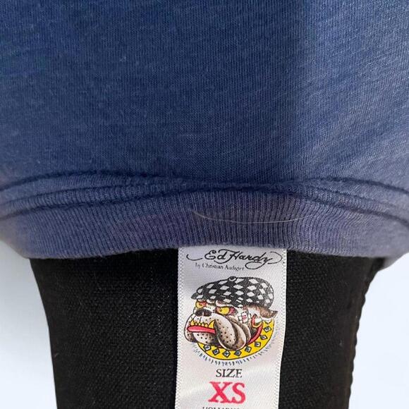 Vintage Y2K Ed Hardy blue long sleeve shirt Size XS - Picture 6 of 7
